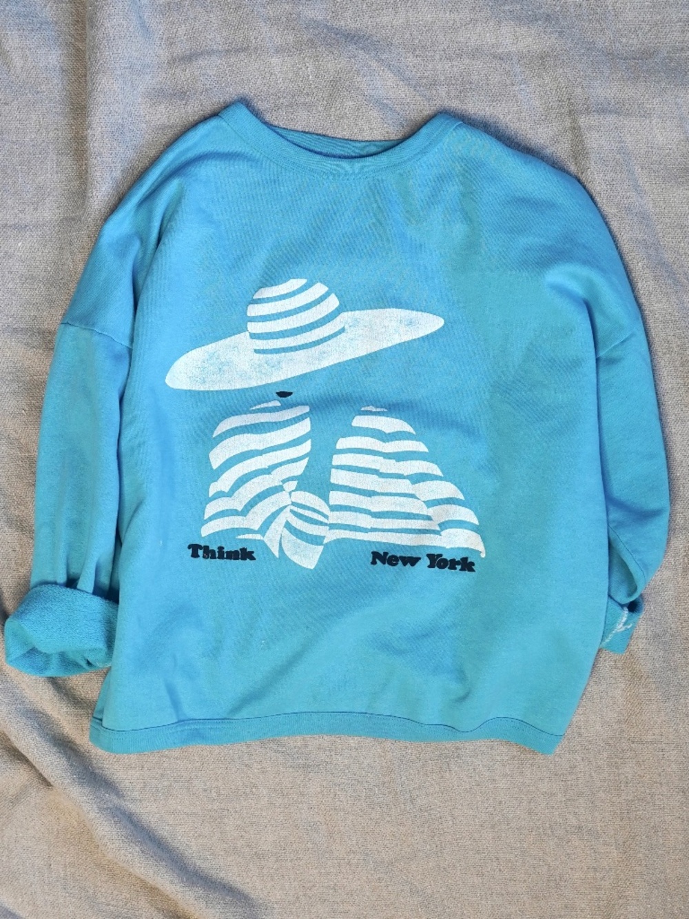 Vintage 'Think New York' Sweatshirt - Turquoise